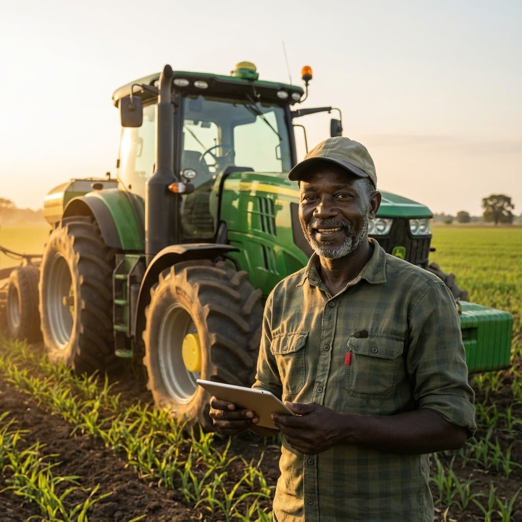 Producteur avec tracteur